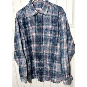 Tommy Bahama Beach Plaid Men’s Shirt Sz XL Red White Blue Beachy Boat Casual
